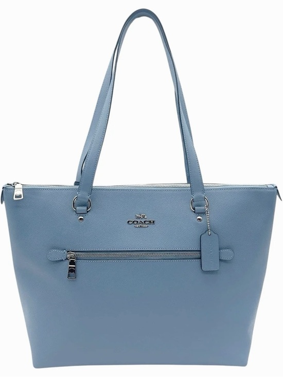 Coach Handbags - COACH Slate Blue Leather Gallery Tote with Front Zip Pocket